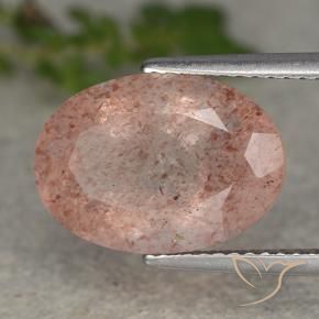 Quarzo fragola Rosa arancione naturale da 5.70 ct, Ovale, Traslucido