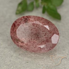 Quarzo fragola Rosa medio naturale da 5.89 ct, Ovale, Traslucido