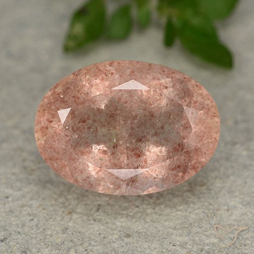 6.41ct Naturale rosa pesca Quarzo Fragola, Ovale, Traslucido