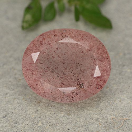 5.64ct Naturale Rosa terroso Quarzo Fragola, Ovale, Traslucido