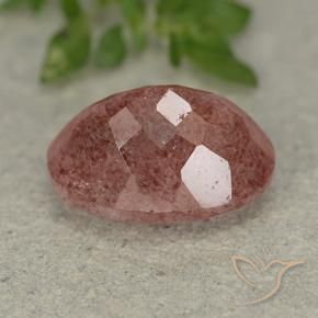 Quarzo fragola Rosa medio naturale da 6.45 ct, Ovale, Traslucido