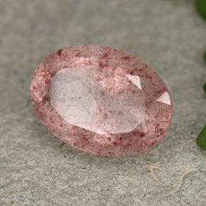 Quarzo fragola Rosa medio-chiaro naturale da 5.17 ct, Ovale, Traslucido