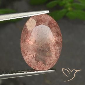 Quarzo fragola Rosa rosa naturale da 5.61 ct, Ovale, Traslucido