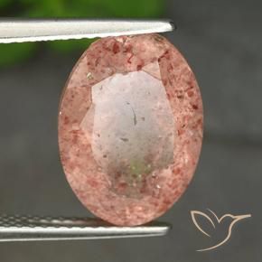 Quarzo fragola Rosa terroso naturale da 5.38 ct, Ovale, Traslucido