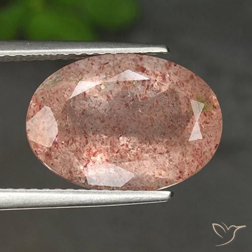 5.56ct Naturale Pesca Quarzo Fragola, Ovale, Traslucido