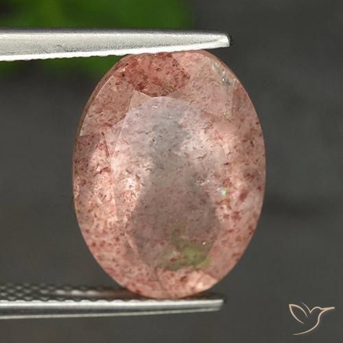 Quarzo fragola Pesca naturale da 5.56 ct, Ovale, Traslucido