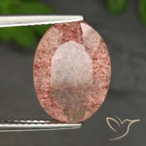 Quarzo fragola Rosa arancione naturale da 4.54 ct, Taglio ovale, Traslucido