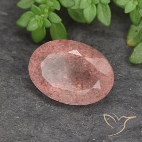Quarzo fragola Rosa chiaro naturale da 5.87 ct, Ovale, Traslucido