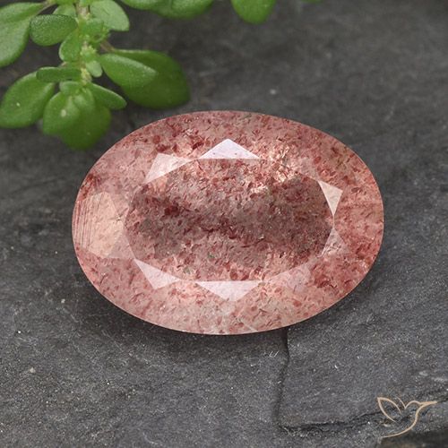 5.14ct Naturale rosa lampone Quarzo Fragola, Ovale, Traslucido