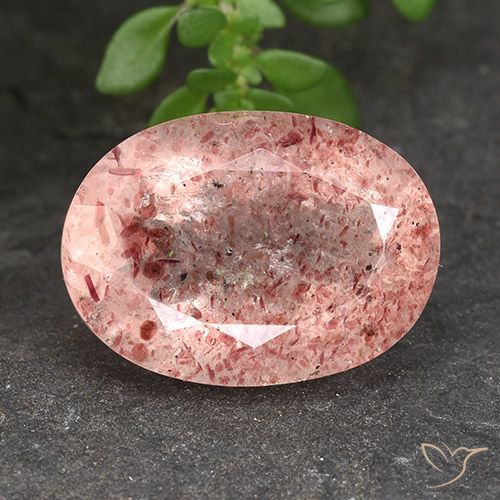 5.79ct Naturale rosa lampone Quarzo Fragola, Ovale, Traslucido