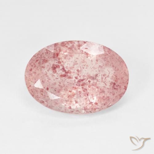 4.96ct Naturale Pale Red Orange Quarzo Fragola, Ovale, Traslucido
