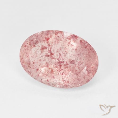 Quarzo fragola Pale Red Orange naturale da 4.96 ct, Ovale, Traslucido