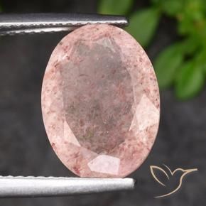 Quarzo fragola rosa fenicottero naturale da 4.72 ct, Ovale, Traslucido