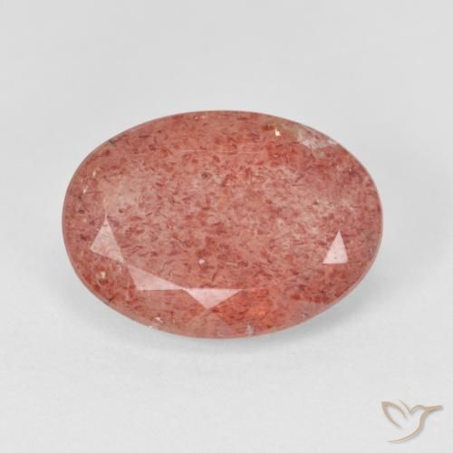 Quarzo fragola Arancio rossastro pallido naturale da 5.16 ct, Ovale, Traslucido