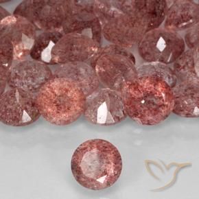 Quarzo fragola Rosa rosa naturale da 0.78 ct, Taglio rotondo, Traslucido