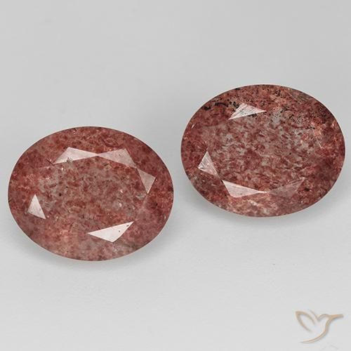 6.45ctw Naturale Rosso scuro Quarzo Fragola, Ovale, Traslucido