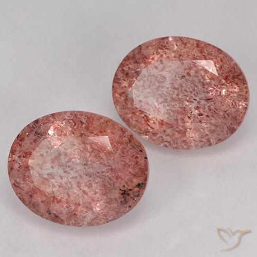 Gemme di Quarzo fragola Rosa medio naturale da 6.66 ct, Ovale, Traslucido