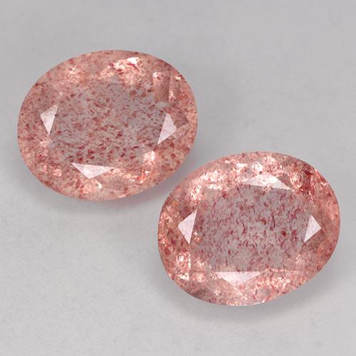 Quarzo fragola naturale rosa da 7,15 ct, taglio ovale, traslucido