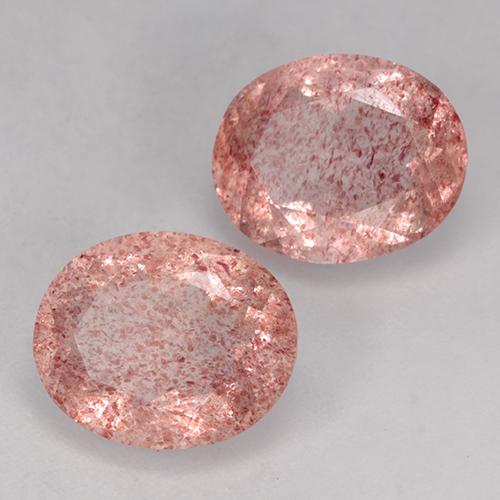Quarzo fragola naturale rosa da 7,15 ct, taglio ovale, traslucido