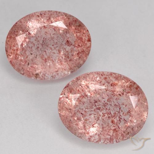 Gemme di Quarzo Fragola Rosa chiaro naturale da 6.35 ct, Ovale, Traslucido
