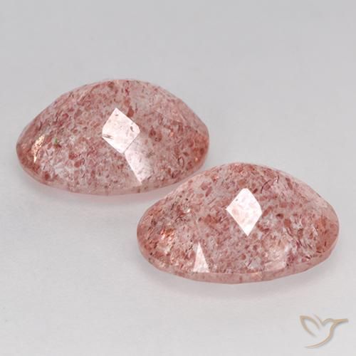 Gemme di Quarzo Fragola Rosa chiaro naturale da 6.35 ct, Ovale, Traslucido