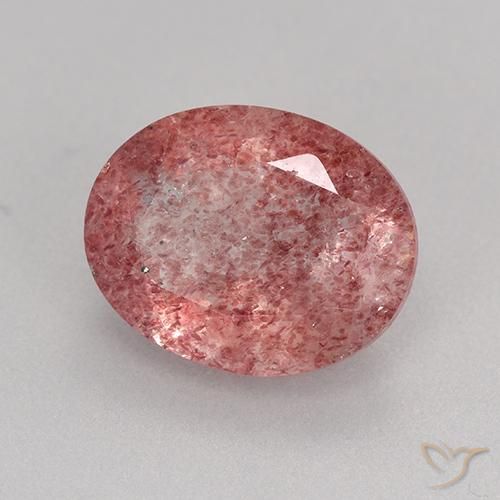 Quarzo fragola Rosa scuro naturale da 3.06 ct, Ovale, Traslucido