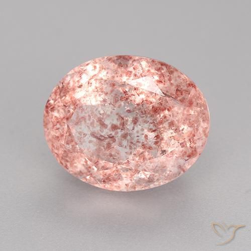 Quarzo fragola Rosa chiaro naturale da 4.27 ct, Ovale, Traslucido