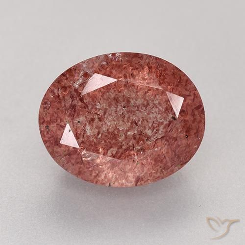 Quarzo fragola rosa lampone naturale da 3.89 ct, Taglio ovale, Traslucido