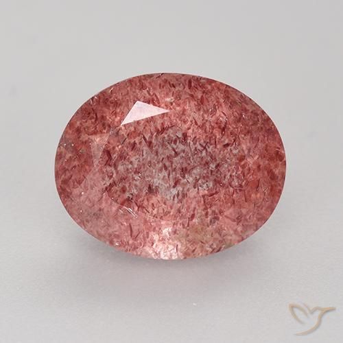 Quarzo fragola Rosa scuro naturale da 3.68 ct, Taglio ovale, Traslucido