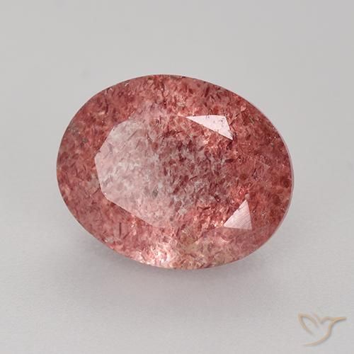 Quarzo fragola Rosa scuro naturale da 3.68 ct, Taglio ovale, Traslucido