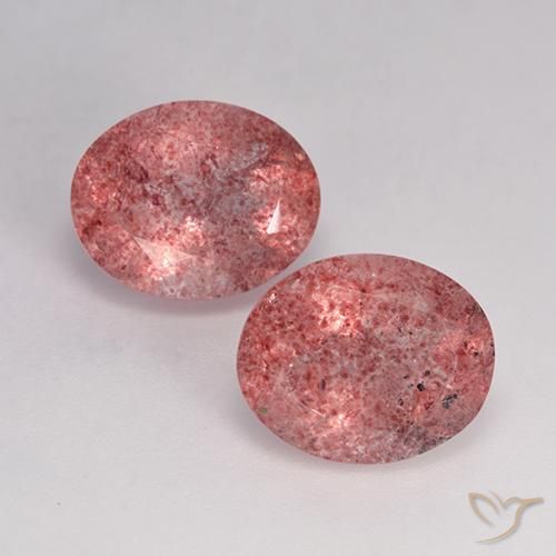 6.69ctw Naturale Rosso scuro Quarzo Fragola, Ovale, Traslucido