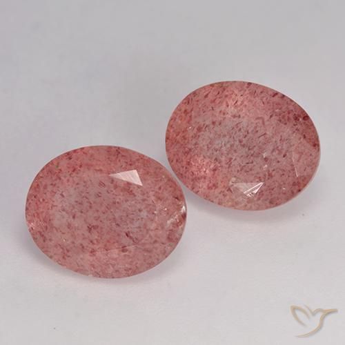 Gemme di Quarzo fragola Rosa medio naturale da 7.05 ct, Ovale, Traslucido