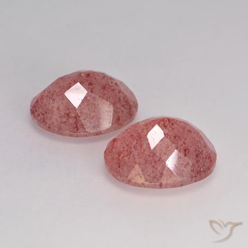 Gemme di Quarzo fragola Rosa medio naturale da 7.05 ct, Ovale, Traslucido