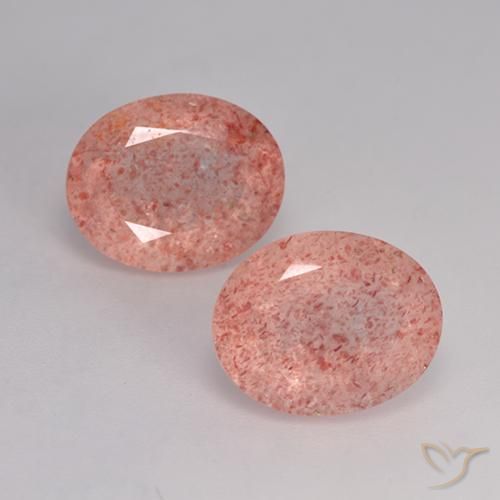 6.58ctw Naturale Rosa medio-chiaro Quarzo Fragola, Ovale, Traslucido