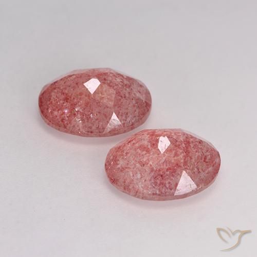 Gemme di Quarzo fragola Rosso medio naturale da 5.96 ct, Ovale, Traslucido