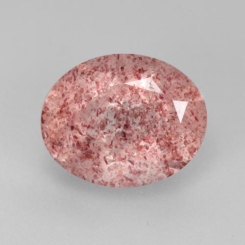 Quarzo fragola naturale rosa da 3,80 ct, taglio ovale, traslucido