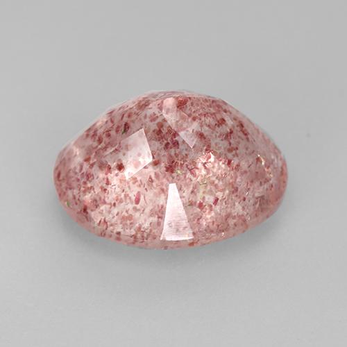 Quarzo fragola naturale rosa da 3,80 ct, taglio ovale, traslucido