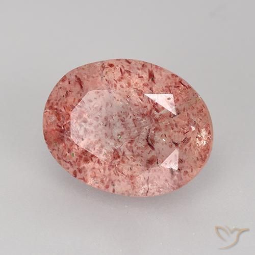 Quarzo fragola Rosa medio naturale da 3.34 ct, Ovale, Traslucido