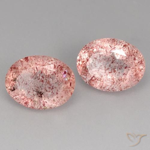 Gemme di Quarzo fragola Rosa medio naturale da 3.45 ct, Ovale, Trasparente