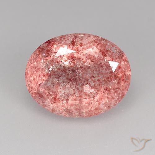 Quarzo fragola Rosa chiaro naturale da 3.34 ct, Taglio ovale, Traslucido