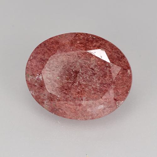 Quarzo fragola Rosso mattone naturale da 3.36 ct, Taglio ovale, Traslucido