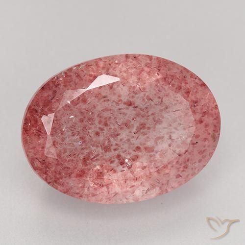 Quarzo fragola Rosso scuro naturale da 9.24 ct, Ovale, Traslucido