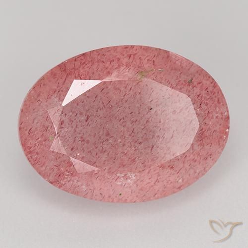 Quarzo fragola Rosa medio naturale da 8.40 ct, Ovale, Traslucido