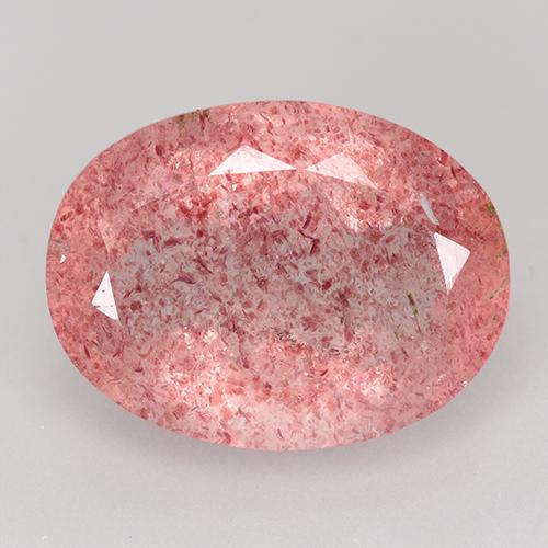Quarzo fragola naturale rosa da 8,98 ct, taglio ovale, traslucido