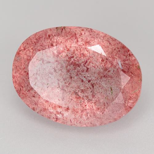 Quarzo fragola naturale rosa da 8,98 ct, taglio ovale, traslucido