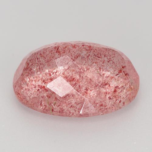 Quarzo fragola naturale rosa da 8,98 ct, taglio ovale, traslucido