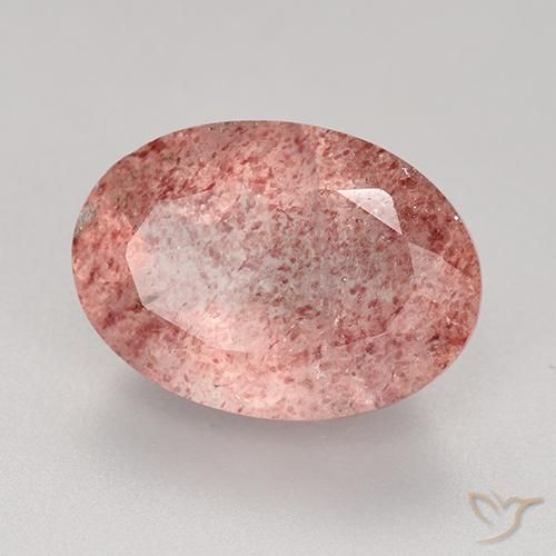 Quarzo fragola Rosa chiaro naturale da 5.77 ct, Ovale, Traslucido