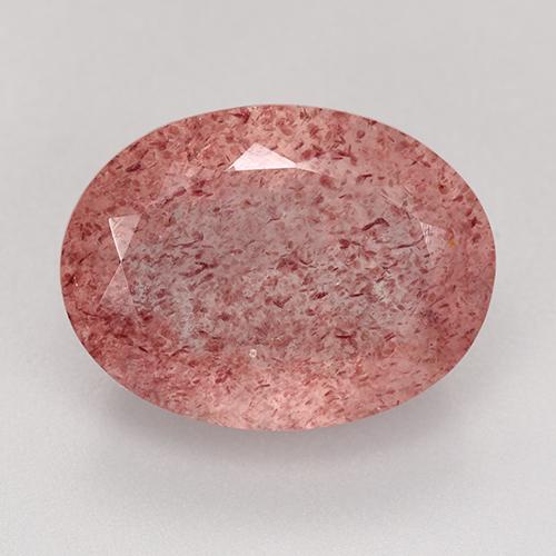 Quarzo fragola naturale rosa da 9,33 ct, taglio ovale, traslucido