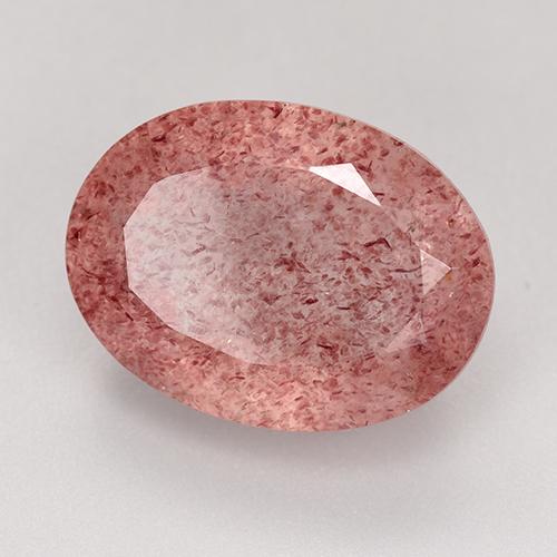 Quarzo fragola naturale rosa da 9,33 ct, taglio ovale, traslucido