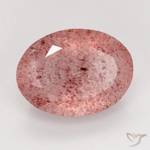 Quarzo fragola Rosa medio-chiaro naturale da 8.34 ct, Ovale, Traslucido